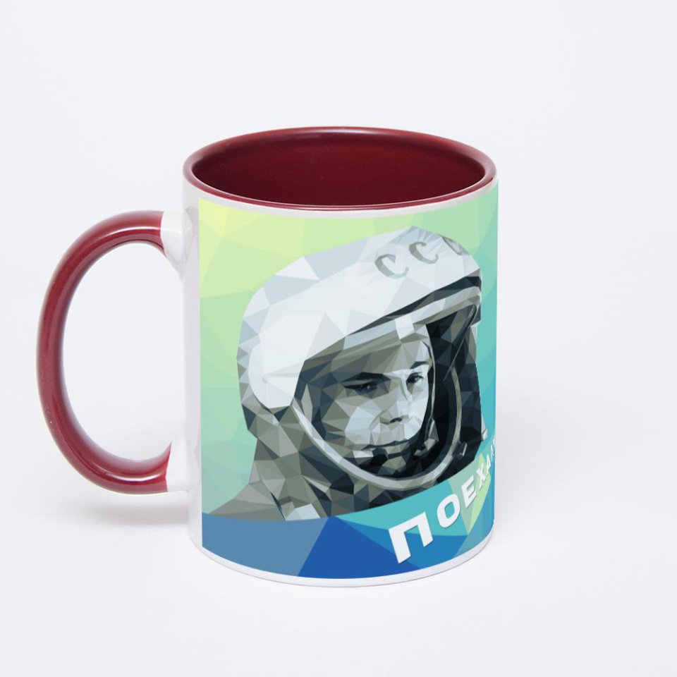 Бордовая кружка с фотопечатью