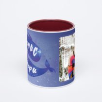 Бордовая кружка с фотопечатью