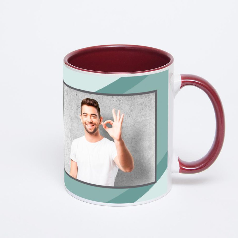 Бордовая кружка с фотопечатью