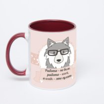 Бордовая кружка с фотопечатью