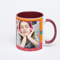 Бордовая кружка с фотопечатью