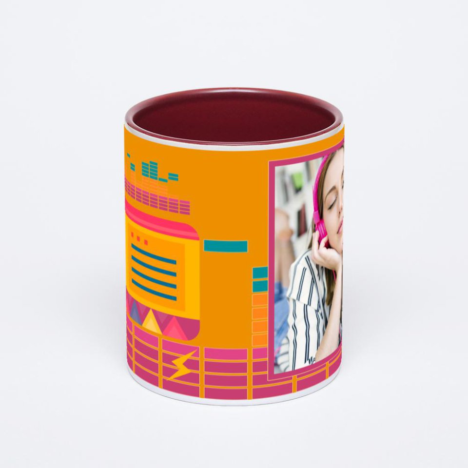 Бордовая кружка с фотопечатью