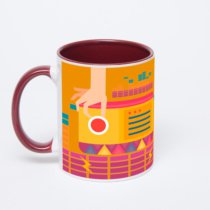 Бордовая кружка с фотопечатью