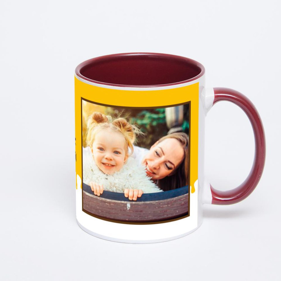 Бордовая кружка с фотопечатью