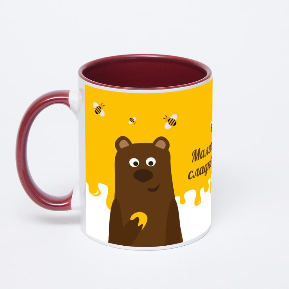 Бордовая кружка с фотопечатью