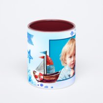 Бордовая кружка с фотопечатью