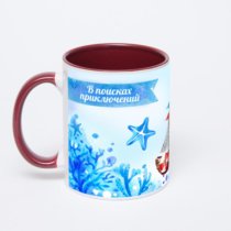 Бордовая кружка с фотопечатью