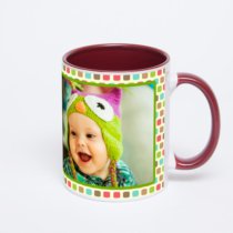Бордовая кружка с фотопечатью