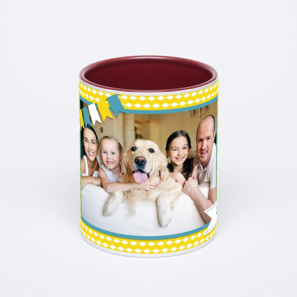 Бордовая кружка с фотопечатью