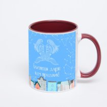 Бордовая кружка с фотопечатью