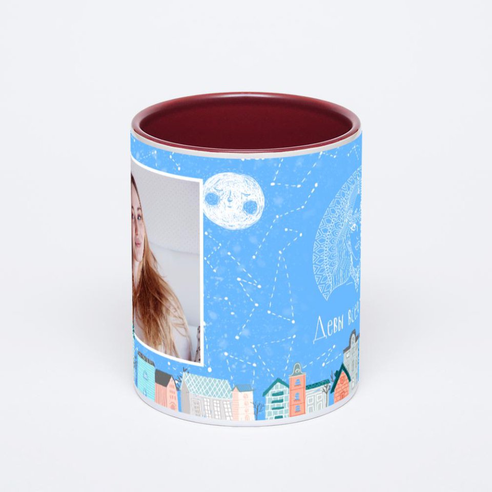 Бордовая кружка с фотопечатью