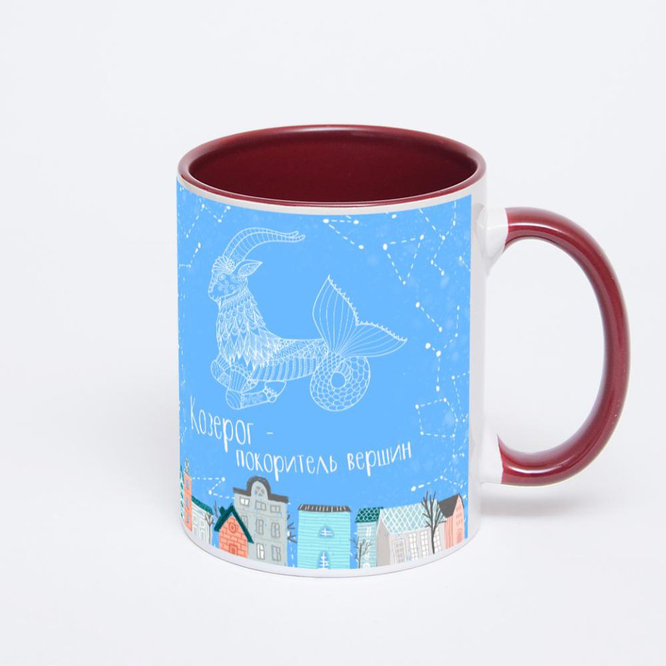 Бордовая кружка с фотопечатью