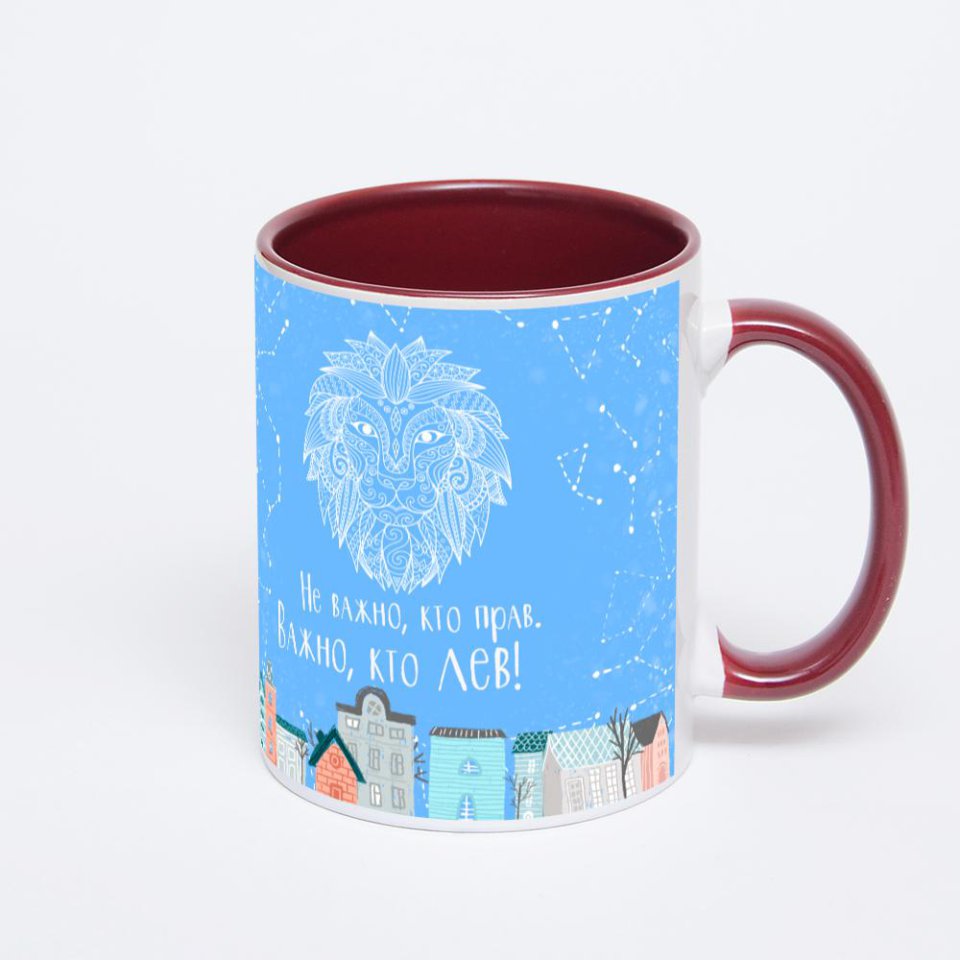 Бордовая кружка с фотопечатью