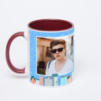Бордовая кружка с фотопечатью