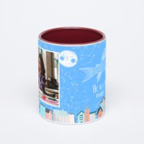Бордовая кружка с фотопечатью