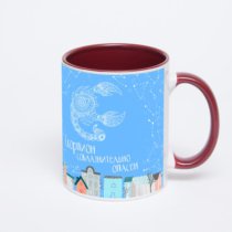 Бордовая кружка с фотопечатью