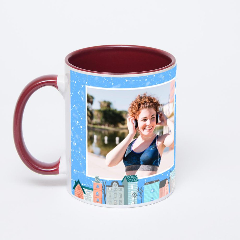 Бордовая кружка с фотопечатью