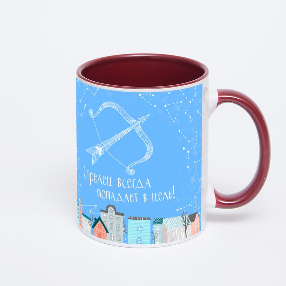 Бордовая кружка с фотопечатью