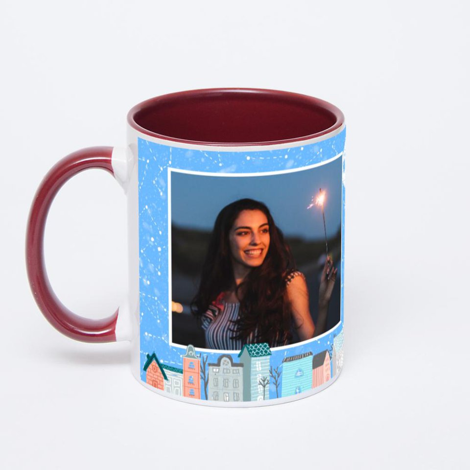 Бордовая кружка с фотопечатью