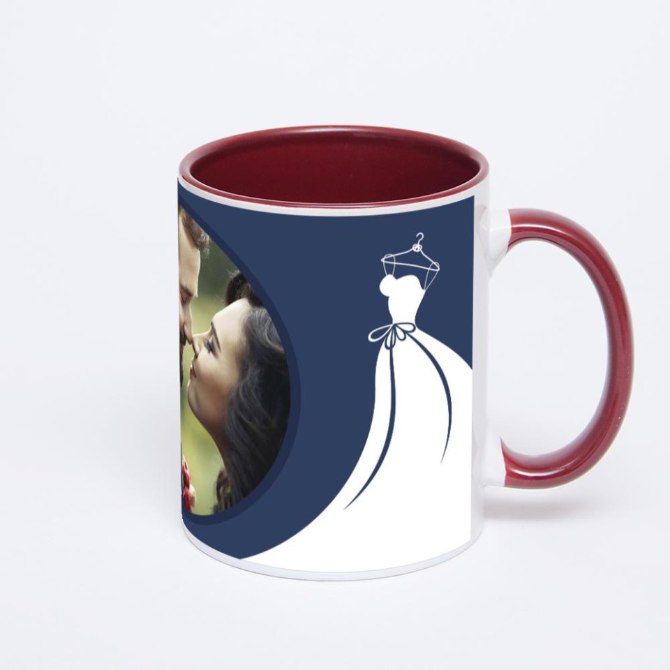 Бордовая кружка с фотопечатью