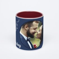 Бордовая кружка с фотопечатью