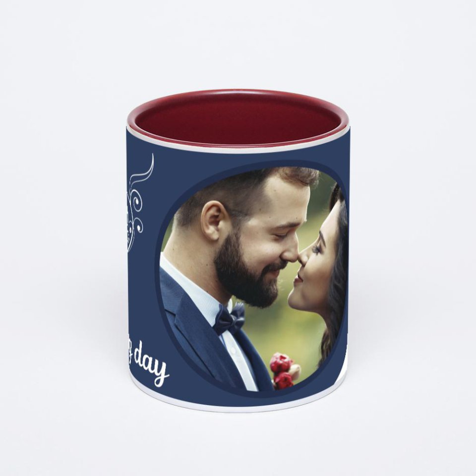 Бордовая кружка с фотопечатью