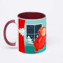 Бордовая кружка с фотопечатью