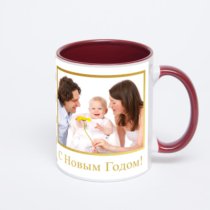 Бордовая кружка с фотопечатью
