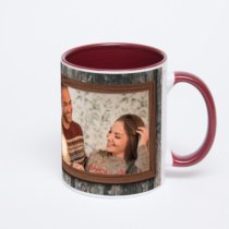 Бордовая кружка с фотопечатью