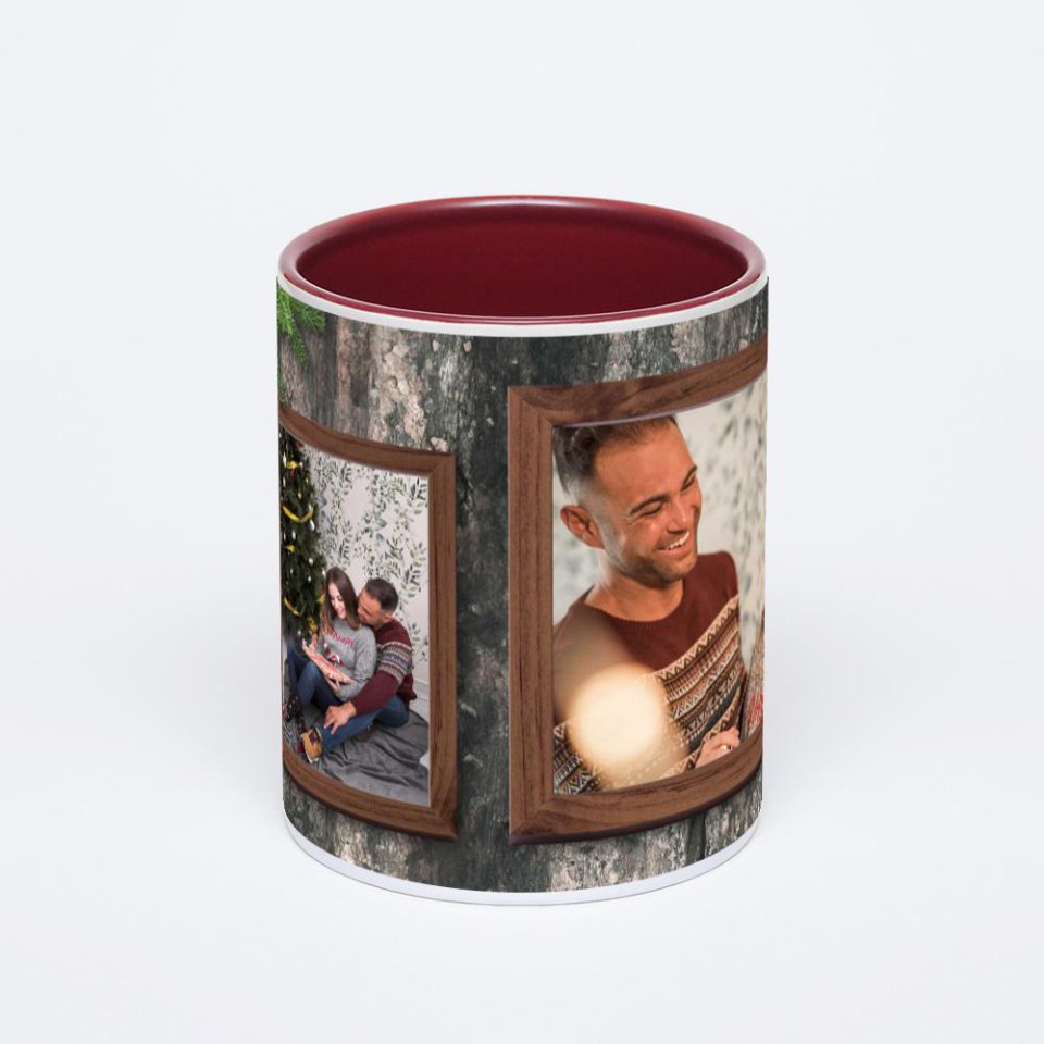 Бордовая кружка с фотопечатью