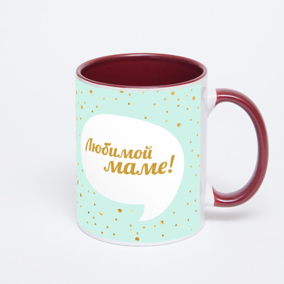 Бордовая кружка с фотопечатью