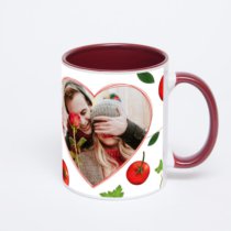 Бордовая кружка с фотопечатью
