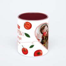 Бордовая кружка с фотопечатью