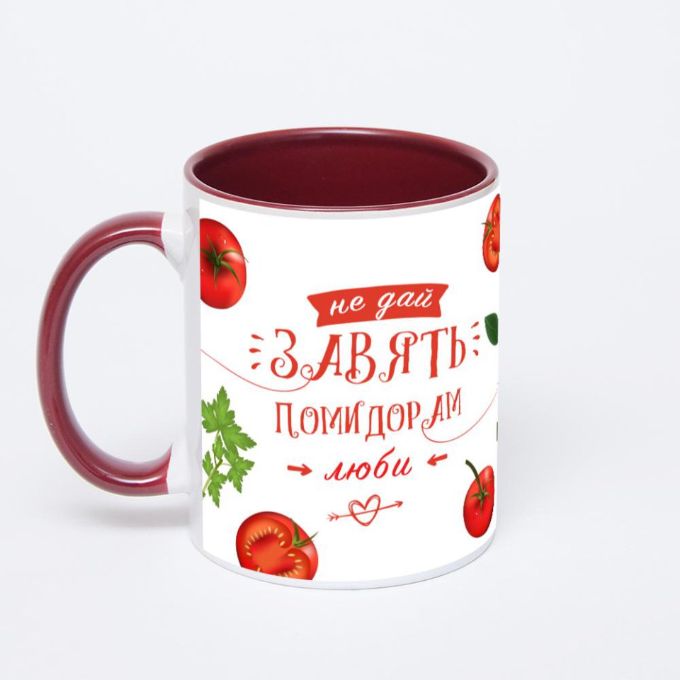 Бордовая кружка с фотопечатью