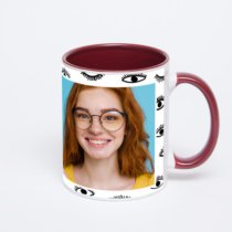 Бордовая кружка с фотопечатью