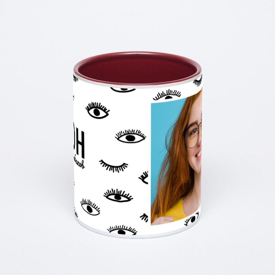 Бордовая кружка с фотопечатью