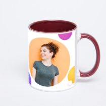 Бордовая кружка с фотопечатью