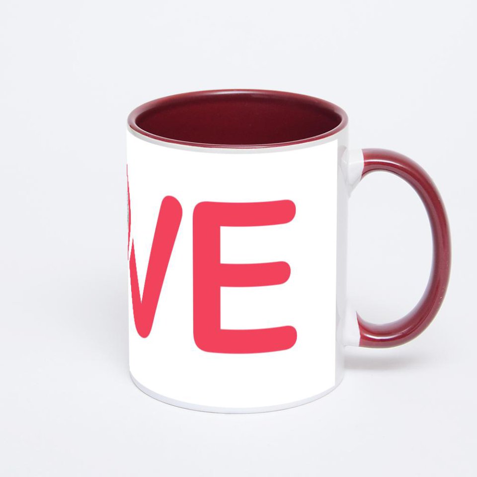 Бордовая кружка с фотопечатью