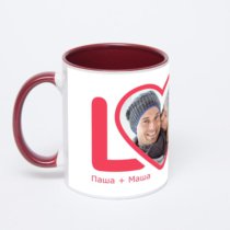 Бордовая кружка с фотопечатью