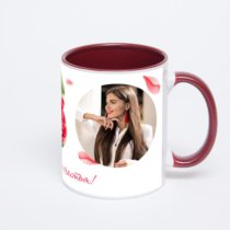 Бордовая кружка с фотопечатью