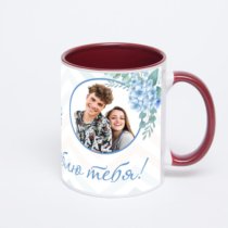 Бордовая кружка с фотопечатью