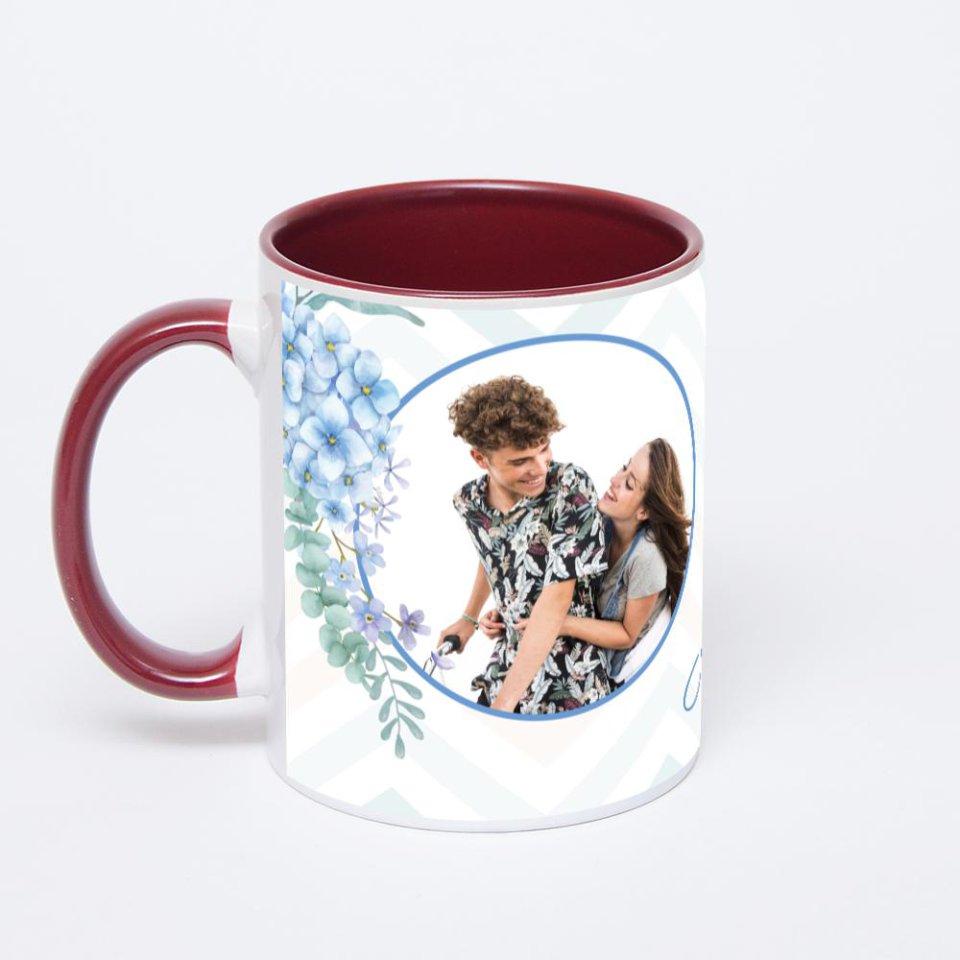 Бордовая кружка с фотопечатью