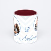 Бордовая кружка с фотопечатью