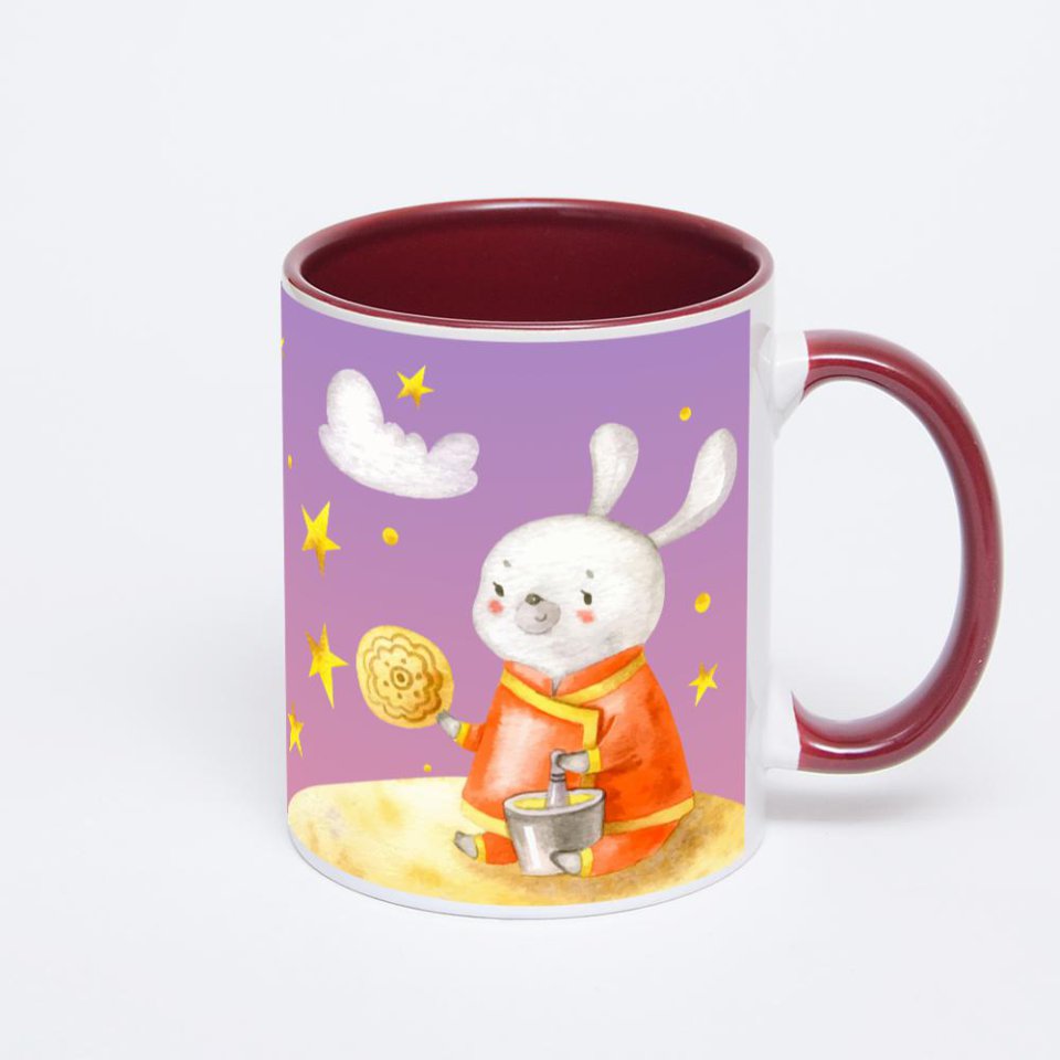 Бордовая кружка с фотопечатью