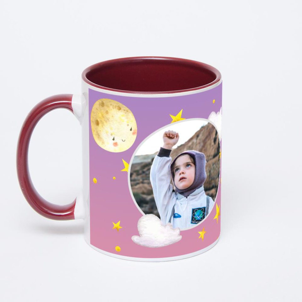 Бордовая кружка с фотопечатью