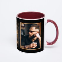 Бордовая кружка с фотопечатью