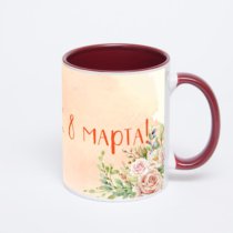 Бордовая кружка с фотопечатью