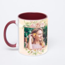 Бордовая кружка с фотопечатью