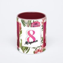 Бордовая кружка с фотопечатью