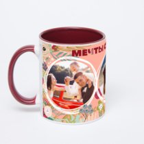 Бордовая кружка с фотопечатью